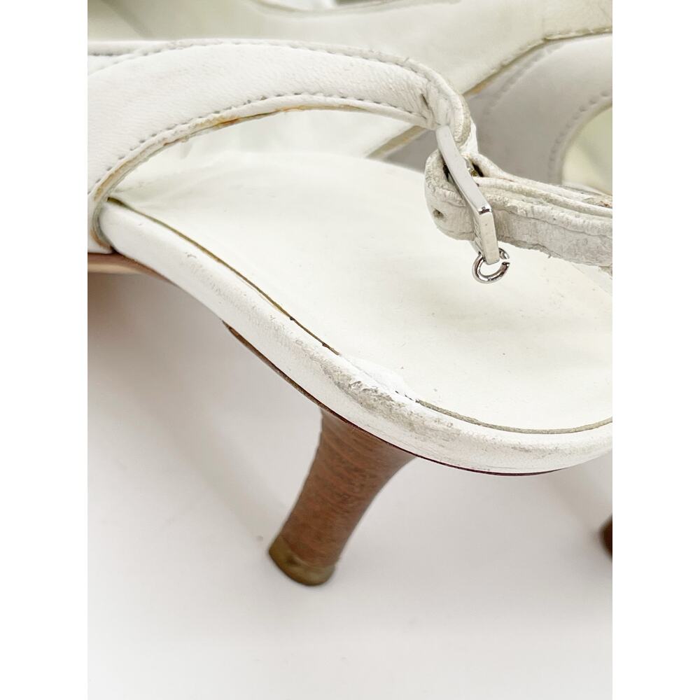 Dior Vintage White Whipstitched Bow CD Charm Pointed Toe Kitten Heels EU 36.5 - Picture 12 of 16